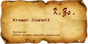 Kremer Zsanett névjegykártya